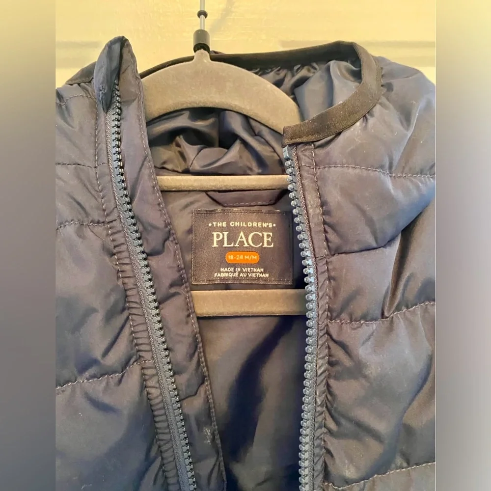 The Children’s Place Boys Blue Jacket 18–24M Zip Up Coat Toddler Had Hood